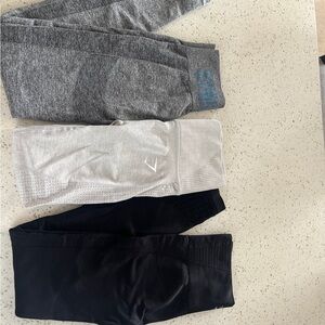 Gymshark Women's Leggings in Gray, White, and Black bundle
